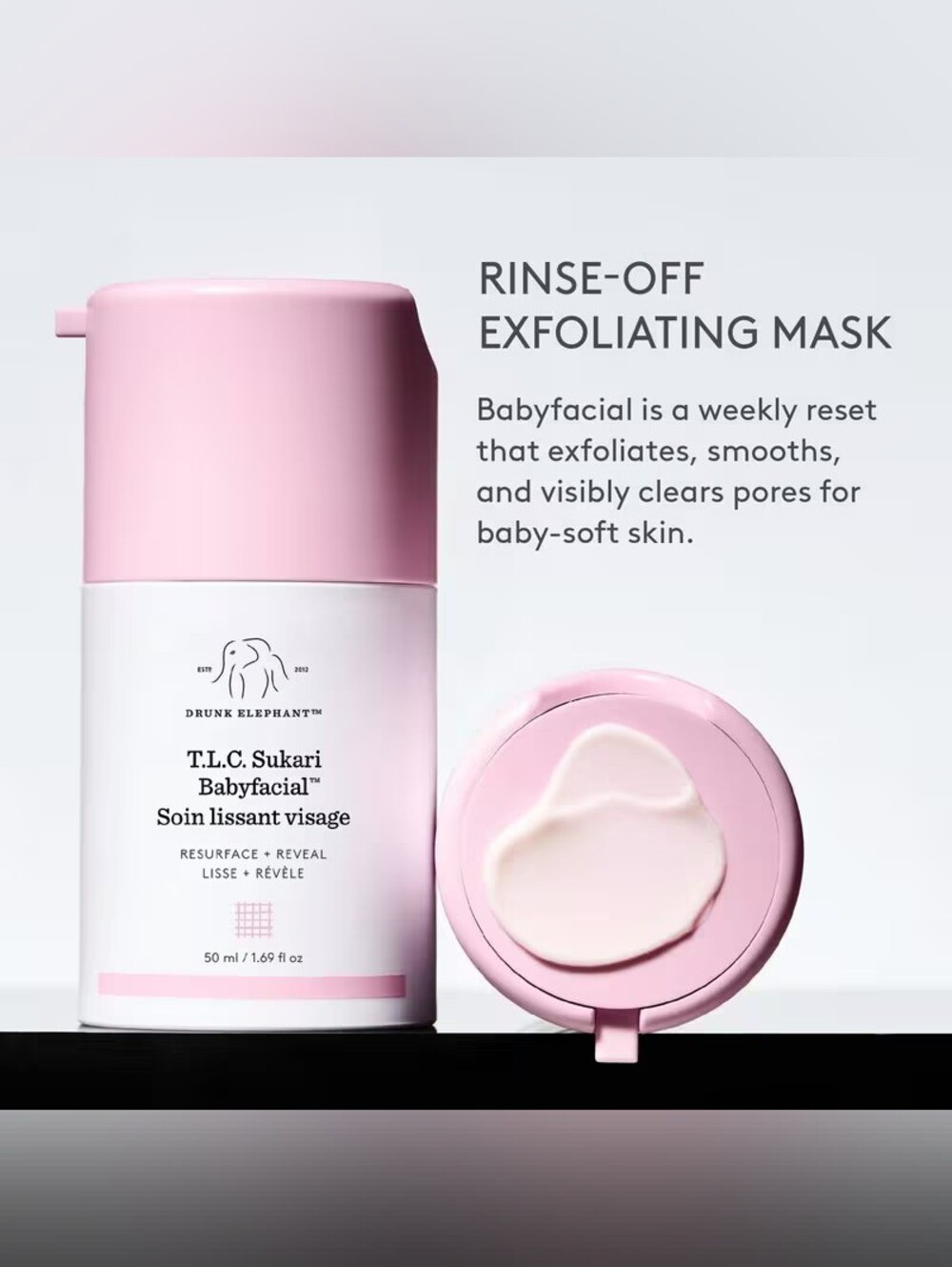 New Drunk Elephant T.L.C. Sulari Babyfacial 1.69 oz 50 mL 25% AHA Baby Facial DE